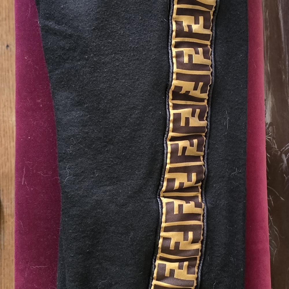 Black Pants with Gold Fendi Logo Trim